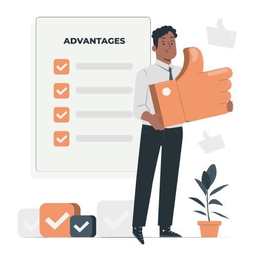 Image of a person showing advantages